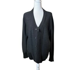 Brunella‎ Gori Charcoal Womens Zip Front Cardigan LG Merino Wool Blend Academia